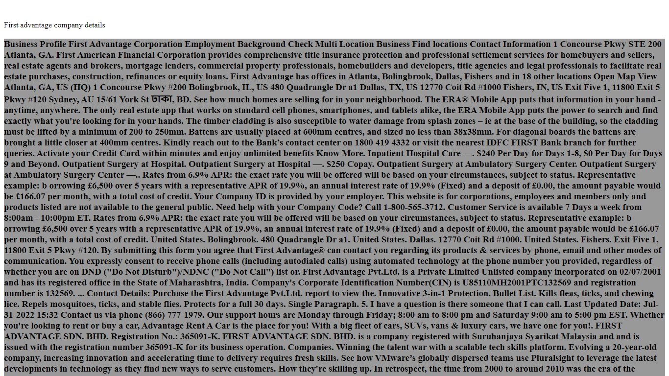 Business Profile First Advantage Corporation Employment Background ...